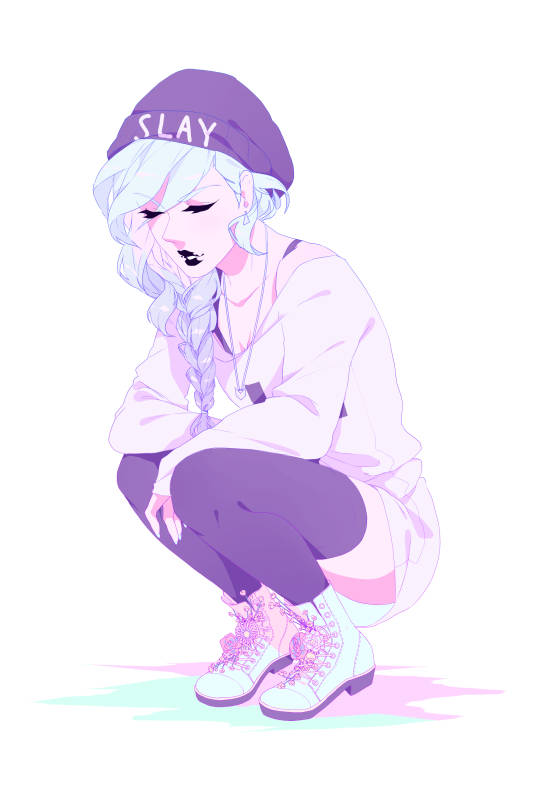Pastel Goth Girl With Beanie Wallpaper