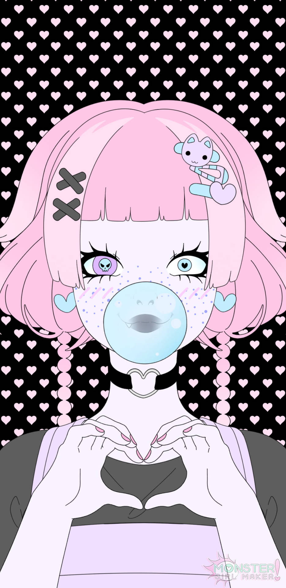Pastel Goth Girl With Bubblegum