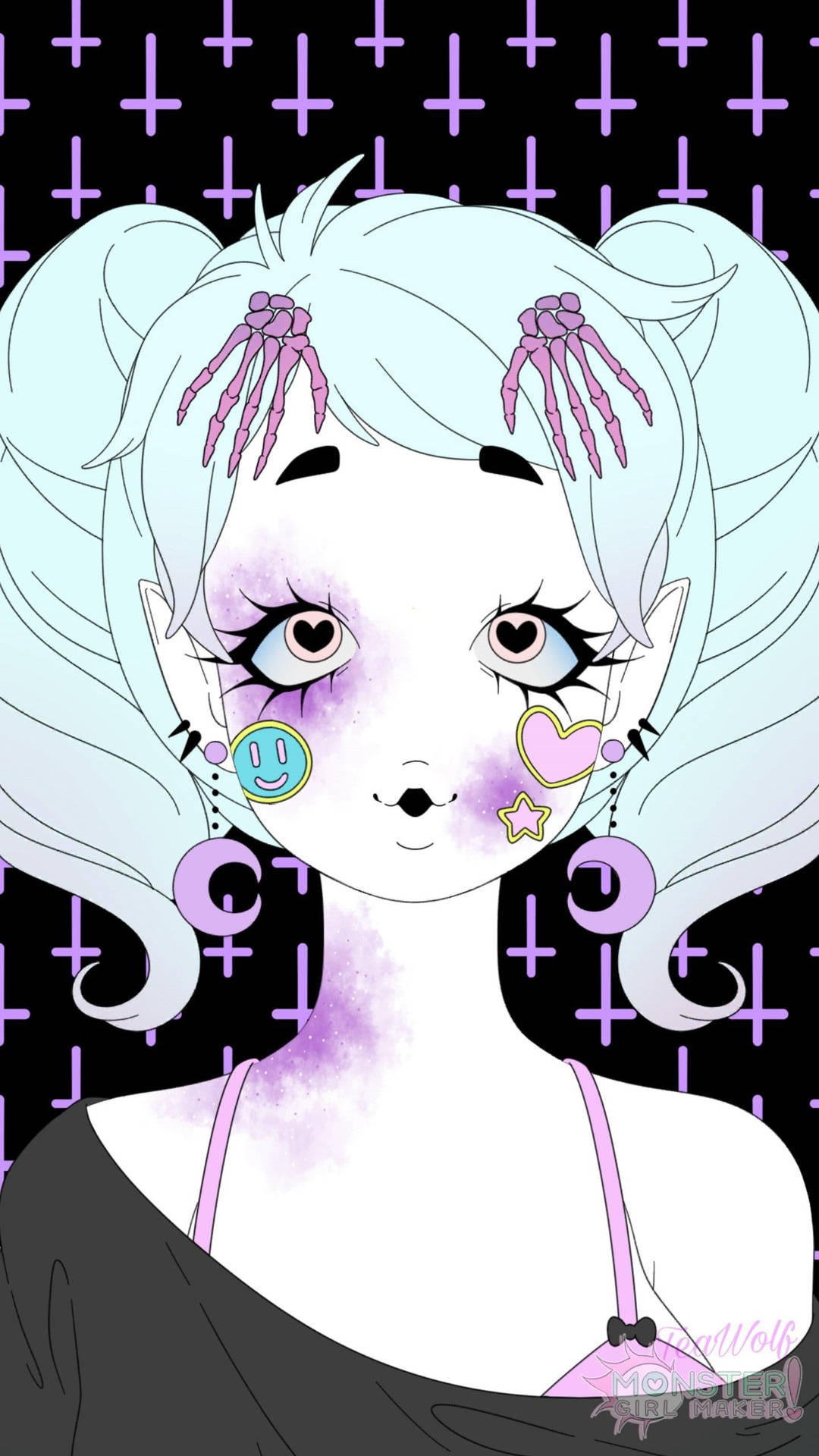Pastel Goth Girl With Creepy Makeup Wallpaper