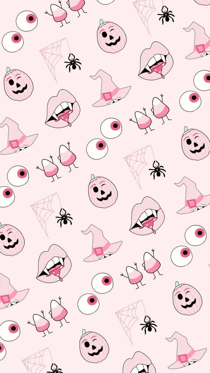 Pastel Goth Pink Halloween Art Wallpaper