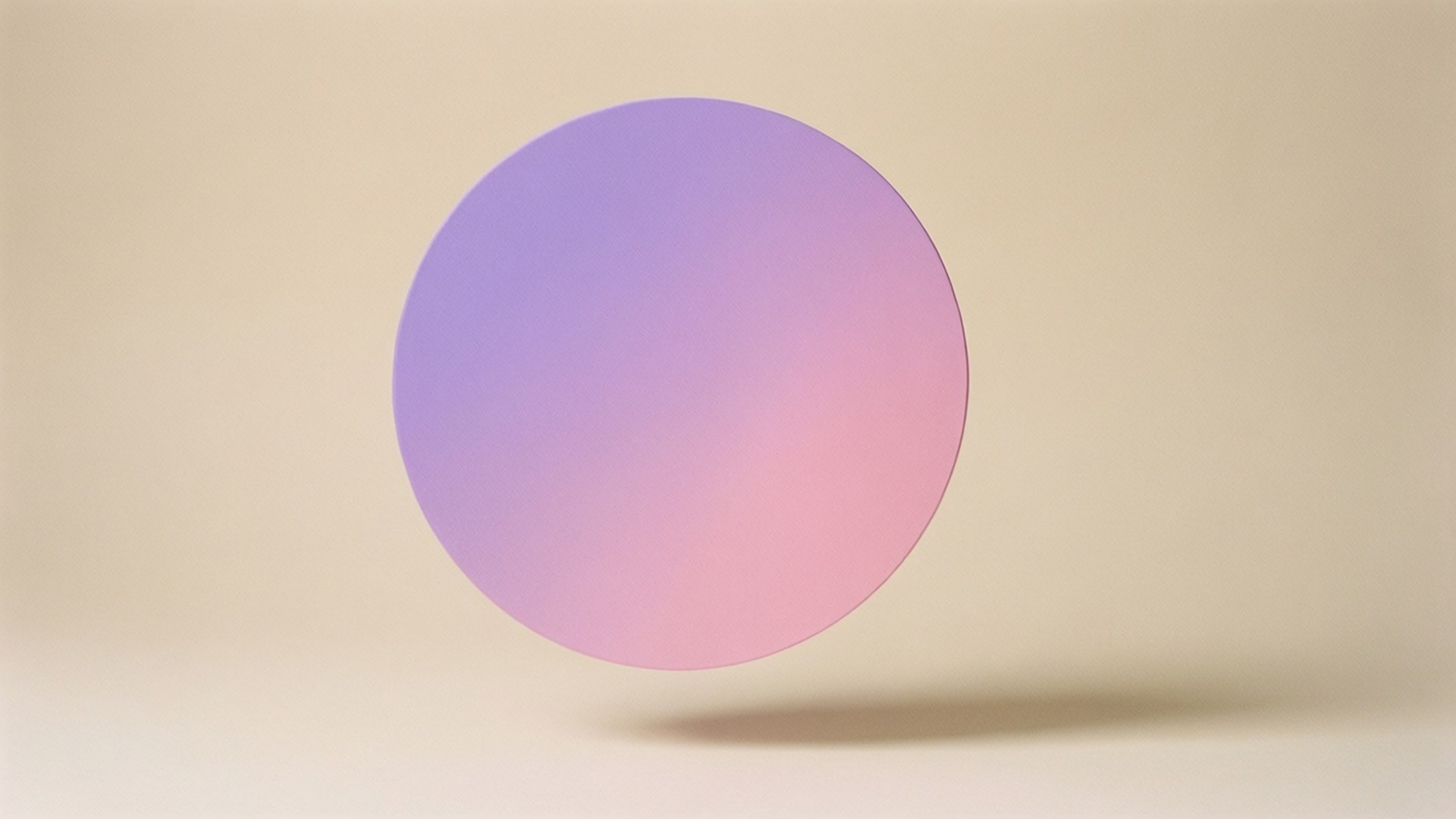Soft purple to pink gradient circle with shadow on beige background, pastel style.