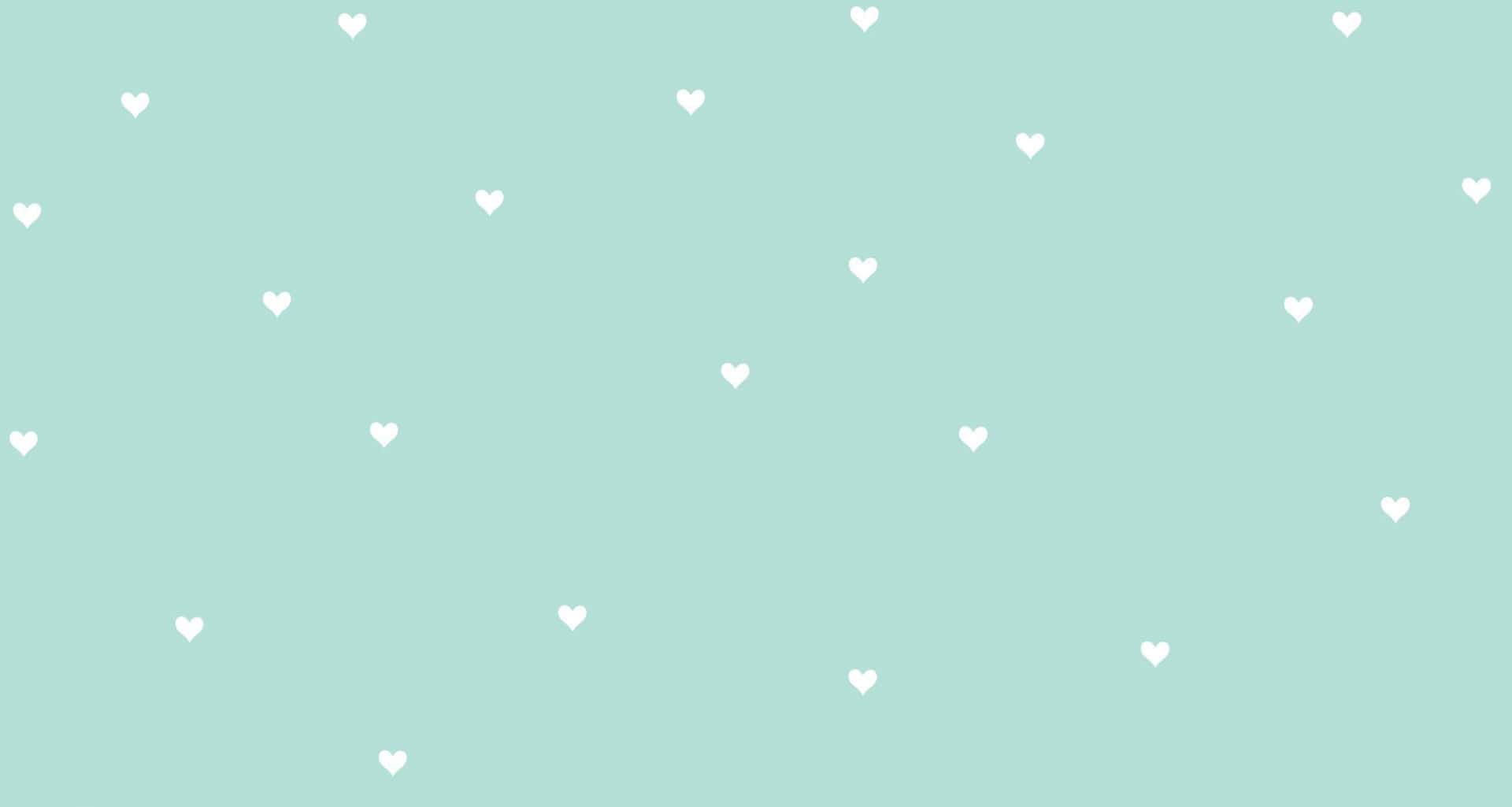 Seamless Heart Pattern Pastel Green Aesthetic Desktop Wallpaper