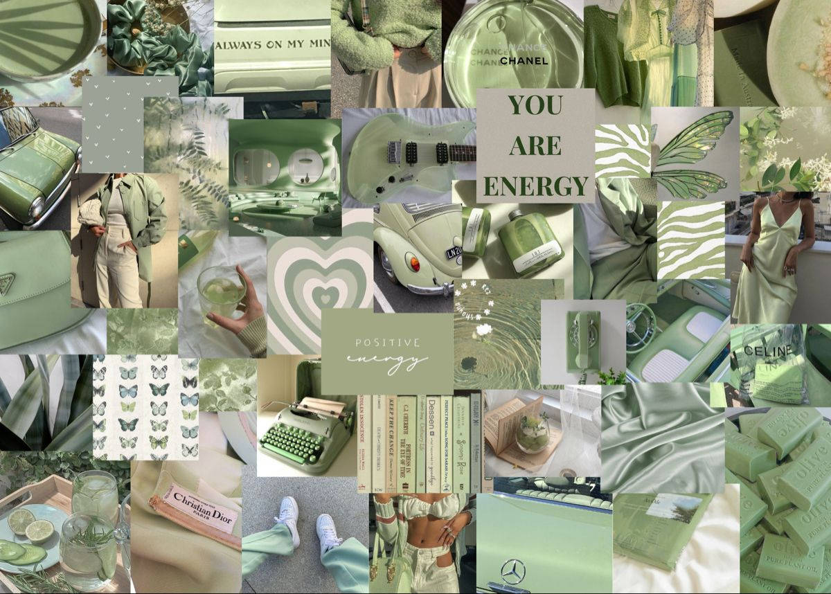Download A Collage Of Green Items And Accessories Wallpaper ...
