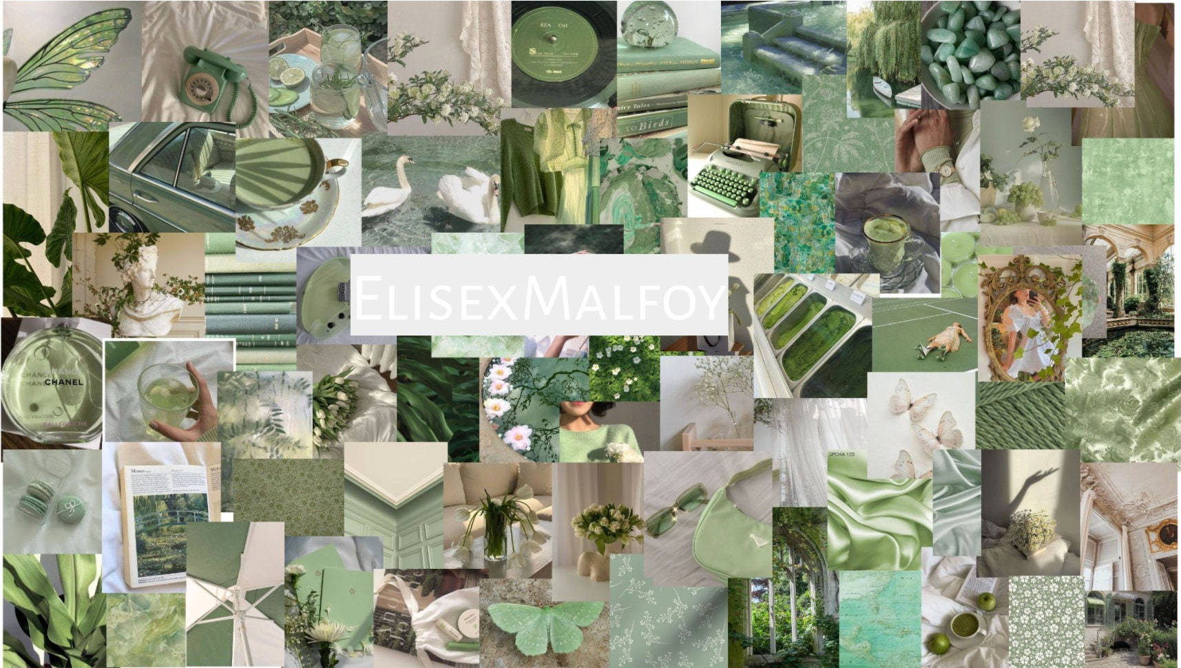 Collage Pastel Green Aesthetic Laptop Wallpaper
