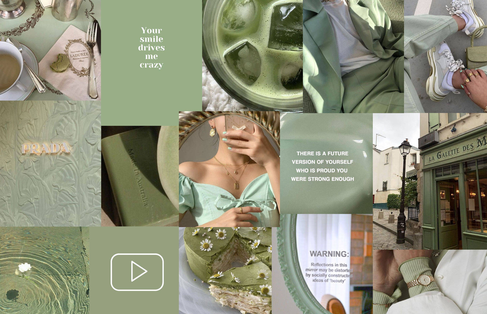 Einecollage Von Fotos Von Menschen In Grüner Kleidung Wallpaper