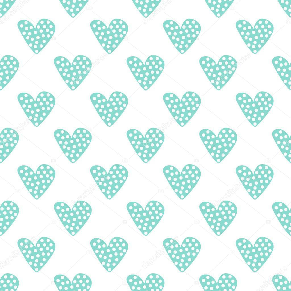 Pastel Green Dotted Hearts Wallpaper