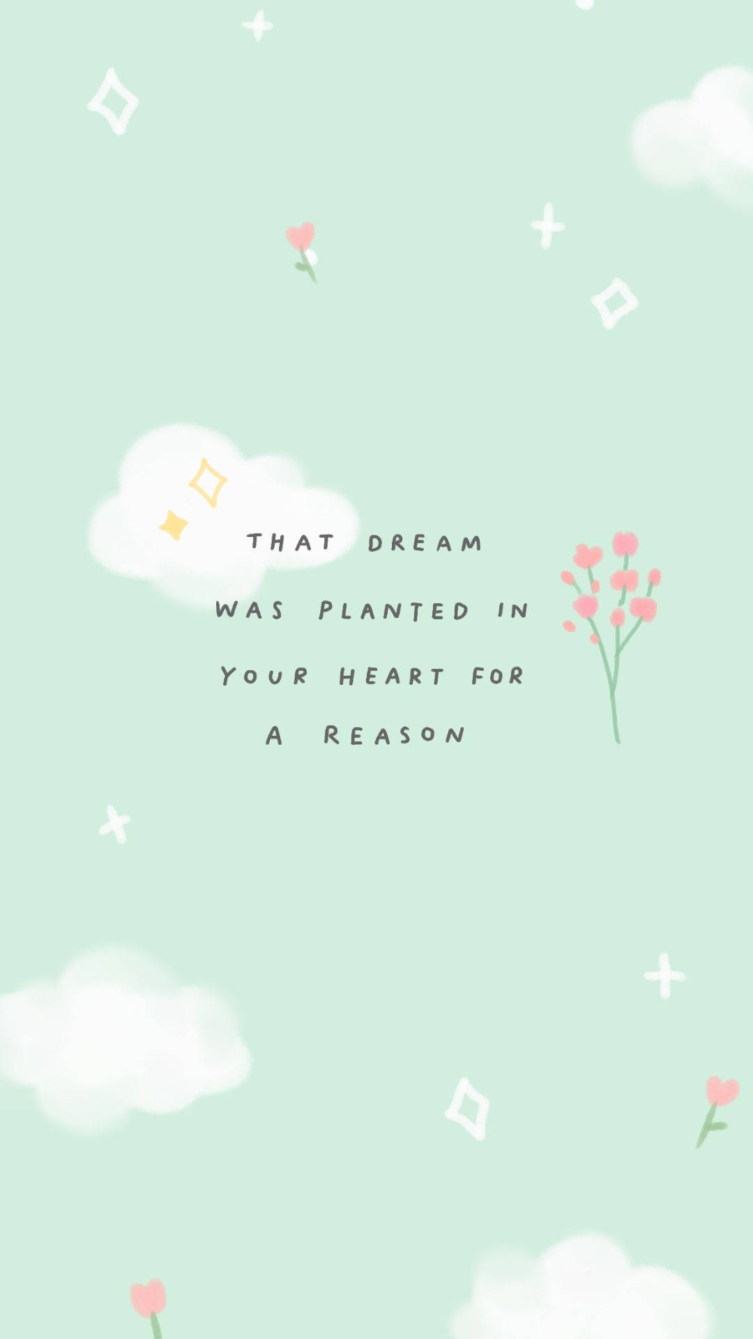 Pastel Green Sparkles Cute Positive Quotes Wallpaper