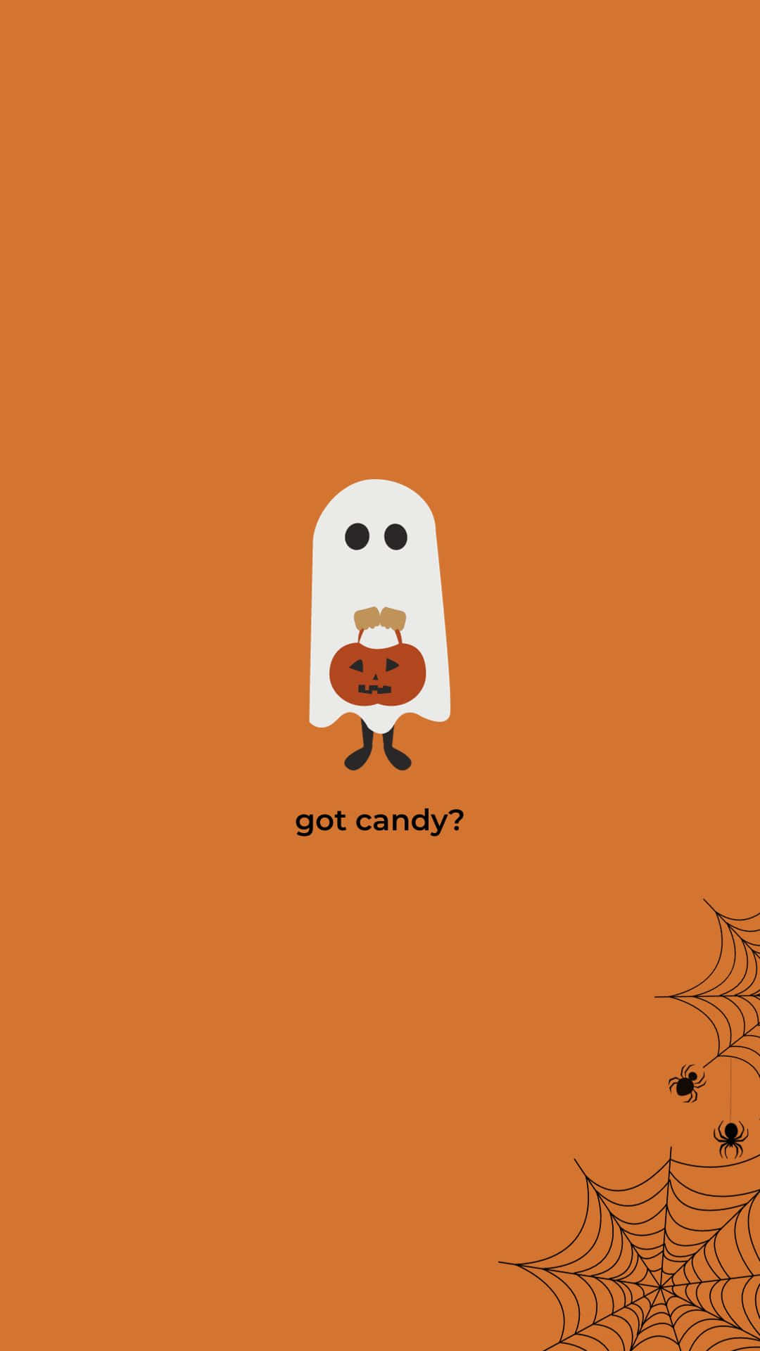 Pastel Halloween Ghost With Candy Wallpaper