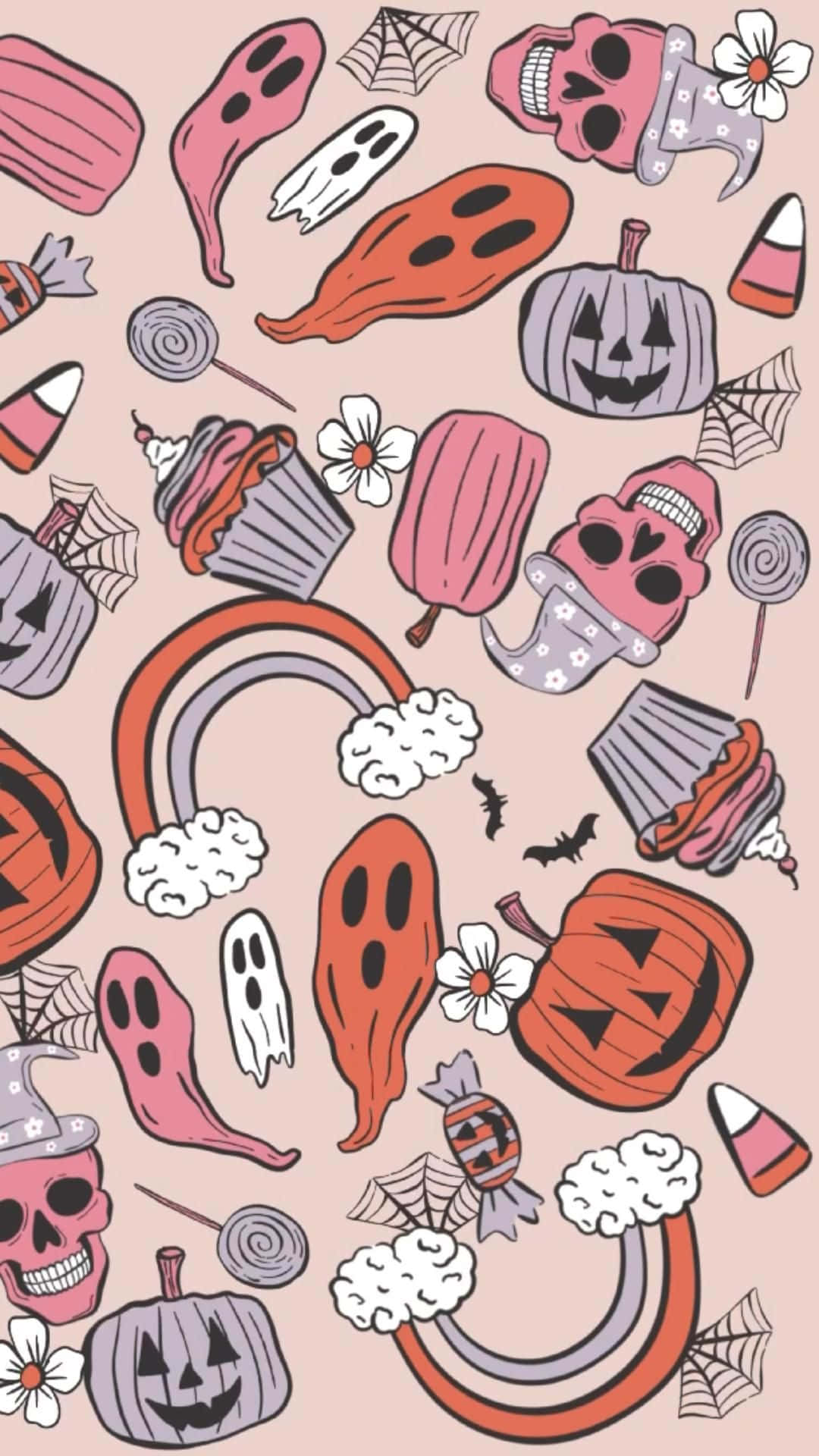 Pastel Halloween Pattern Wallpaper