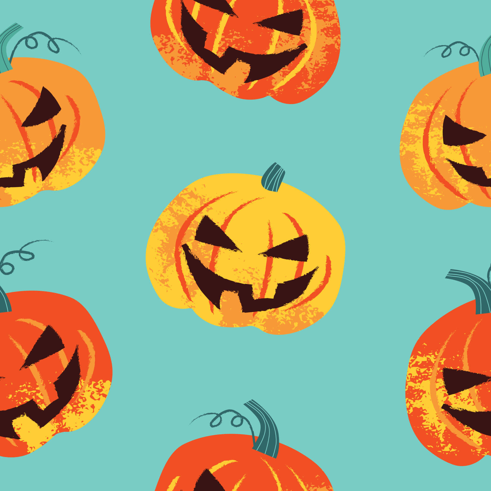 Pastel Halloween Pumpkin Pattern Wallpaper