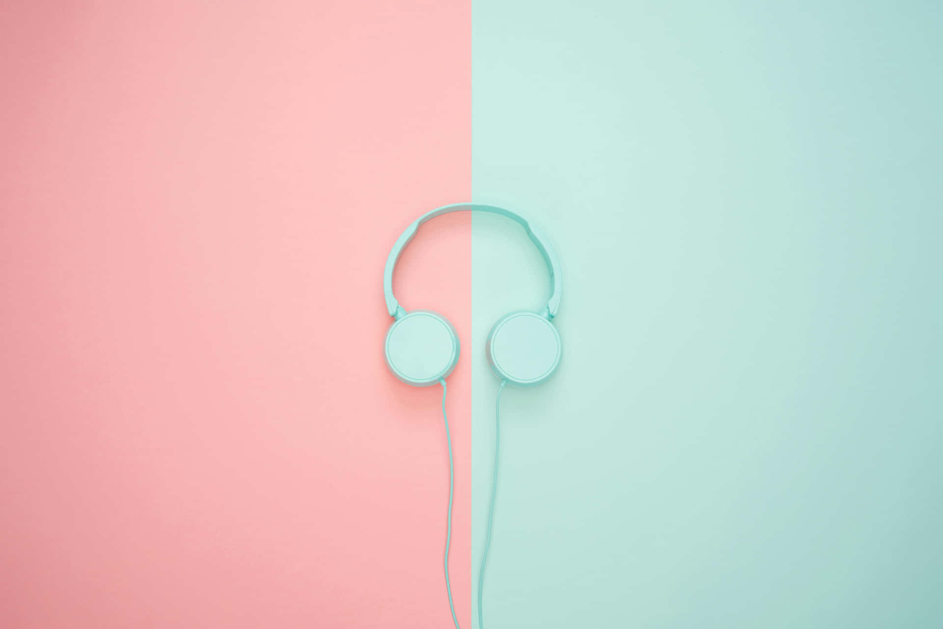 Pastel Headphones Divided Background Wallpaper