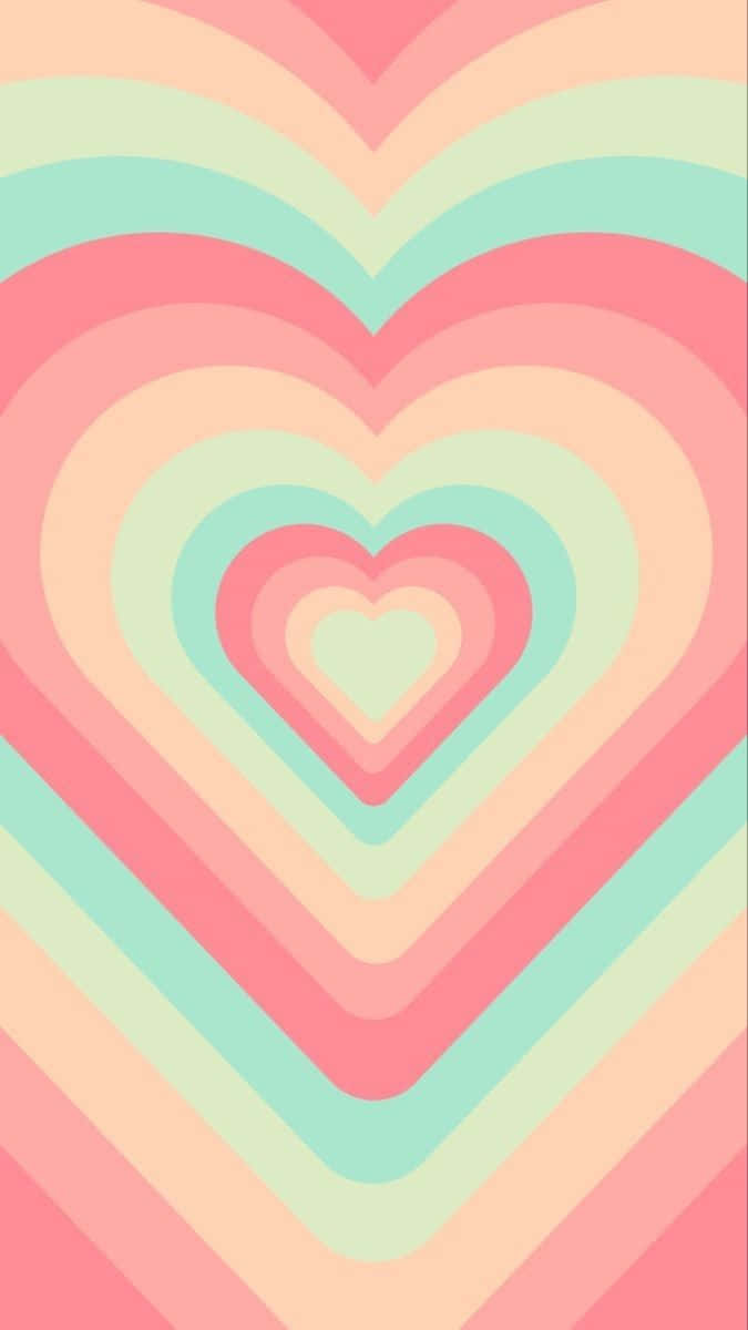 Pastel Heart Concentric Pattern Wallpaper