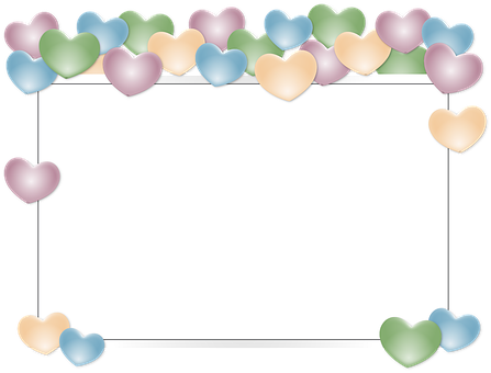 Pastel Hearts Frame PNG