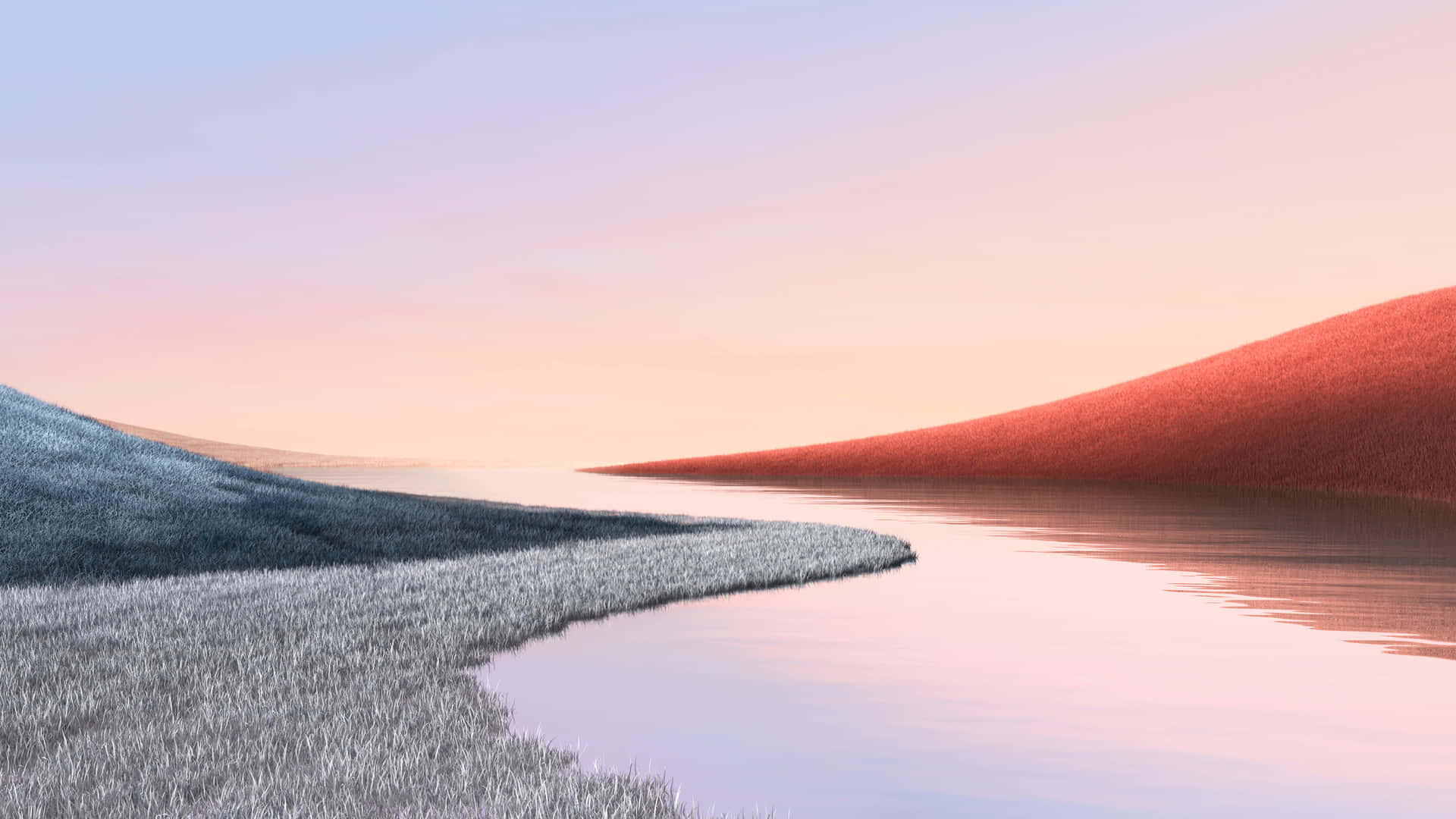 Pastel_ Hills_and_ River_ Landscape Wallpaper