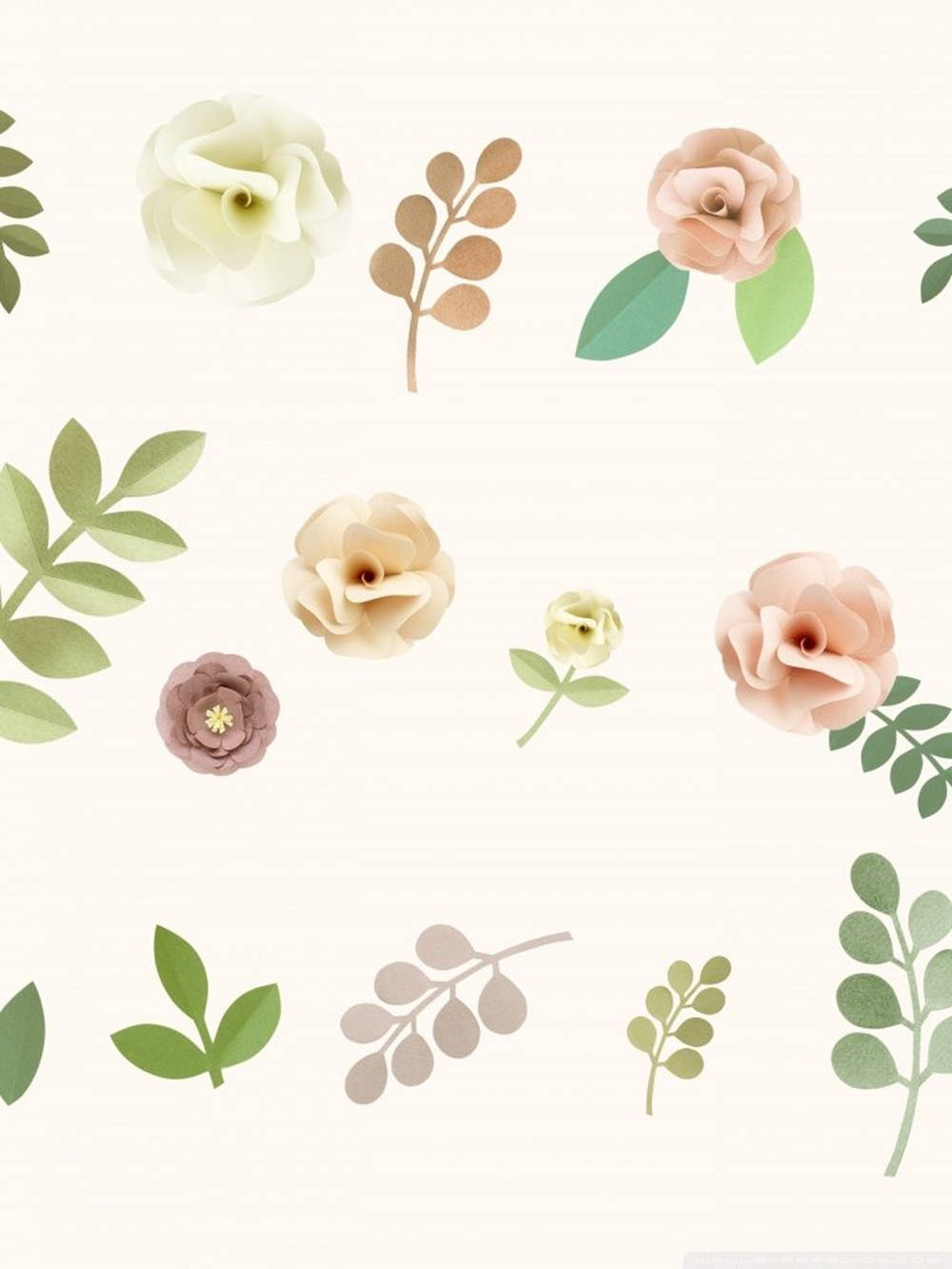 Pastel Ipad Roses And Leaves Wallpaper