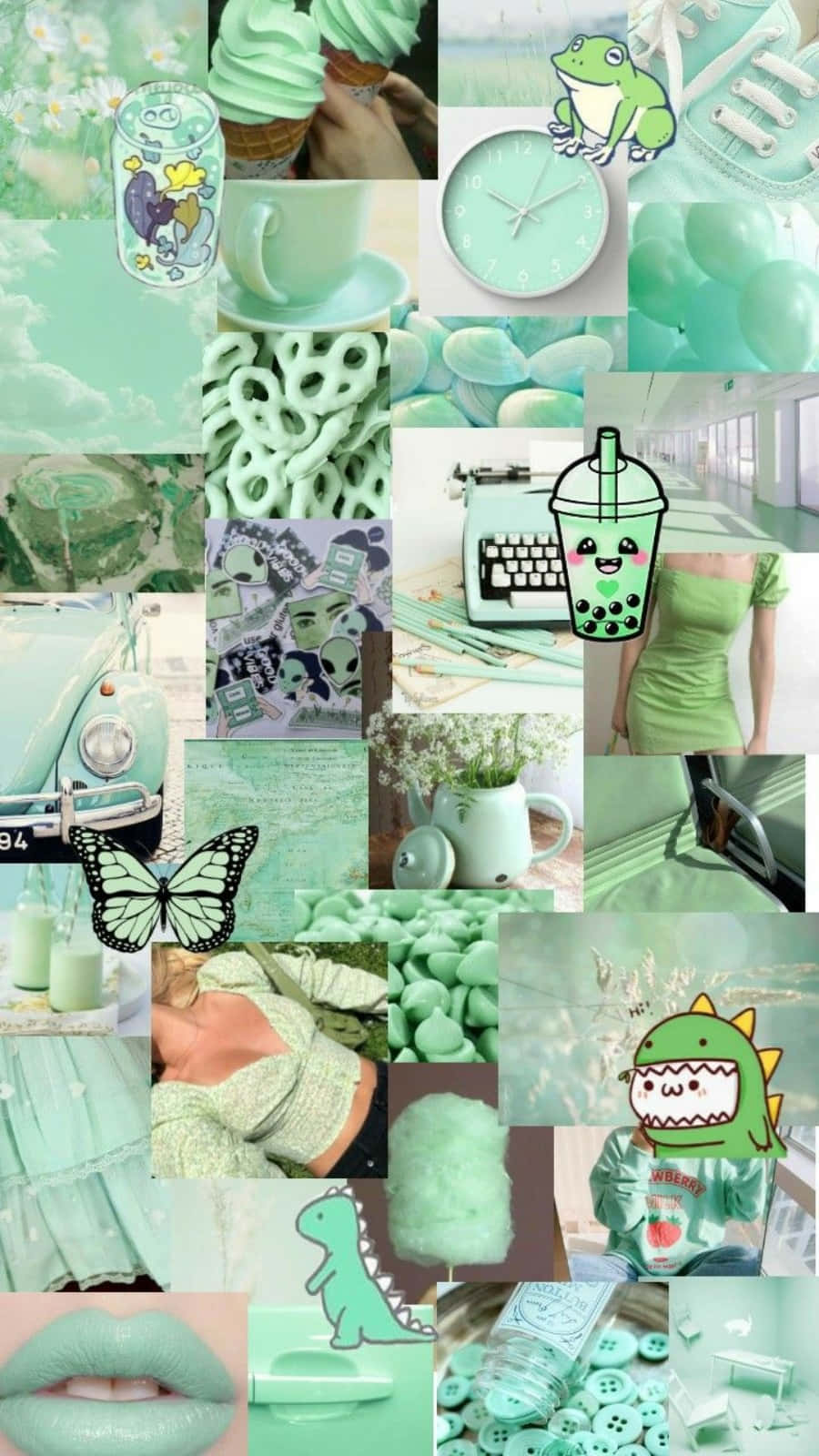 Soft pastel mint green wall with a cloudy impression Wallpaper