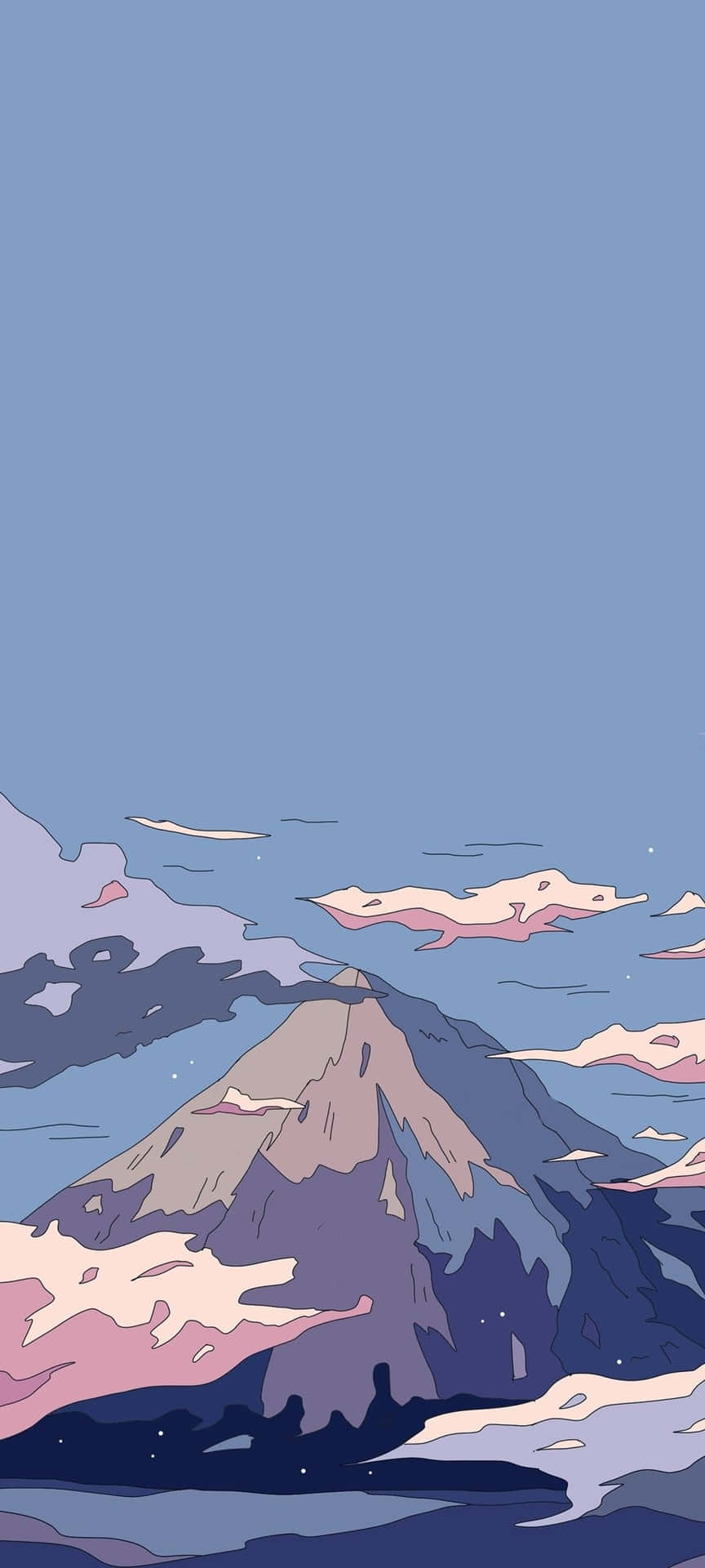 Pastel Mountain Sunset Illustration Wallpaper
