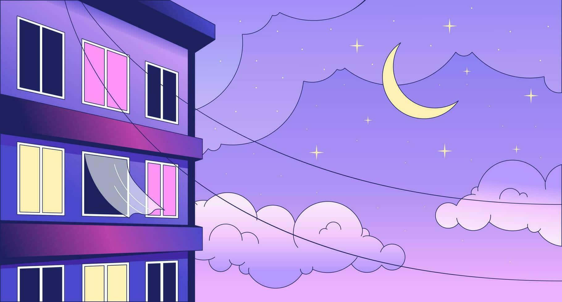 Pastel Night Sky Anime Aesthetic Wallpaper