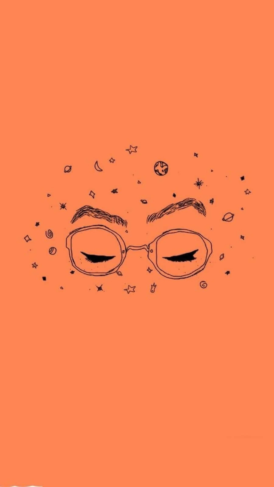 Pastel Orange Eyes Glasses Stars Wallpaper
