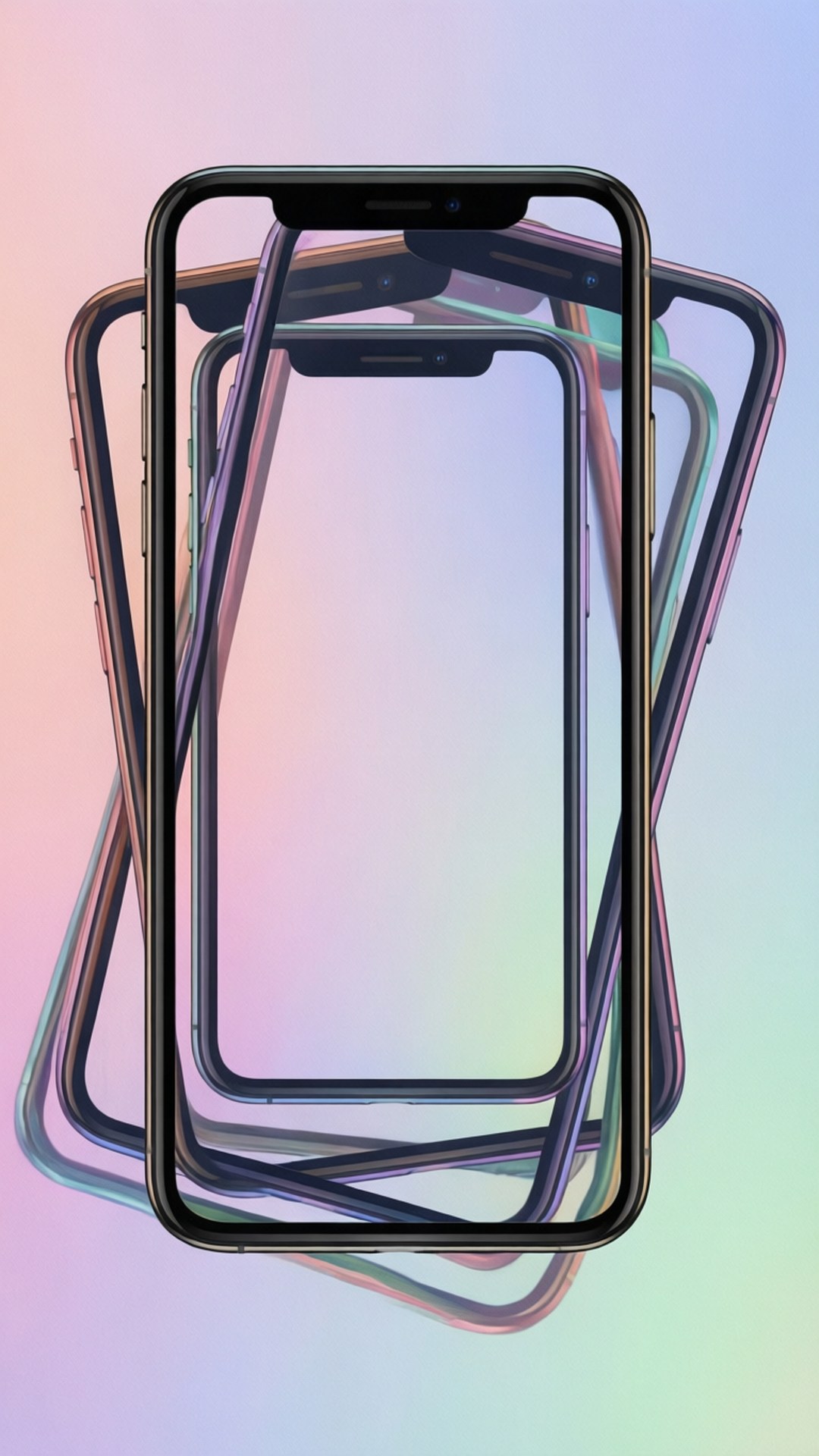 Abstrakt kunst med overlappende pastell-smarttelefonrammer