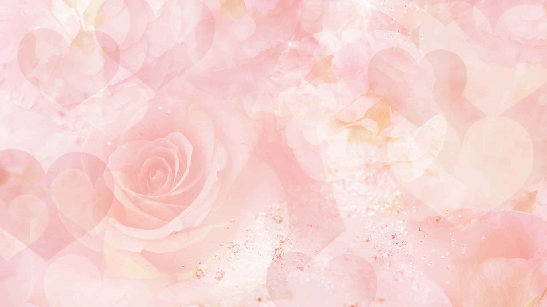 Pink Roses And Hearts On A Pink Background Wallpaper
