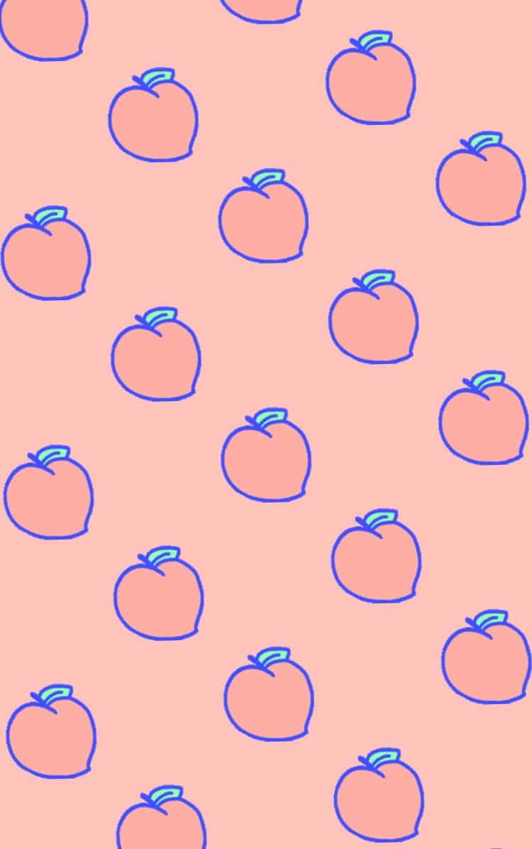 Peach Pattern With Blue And Pink Peaches Wallpaper