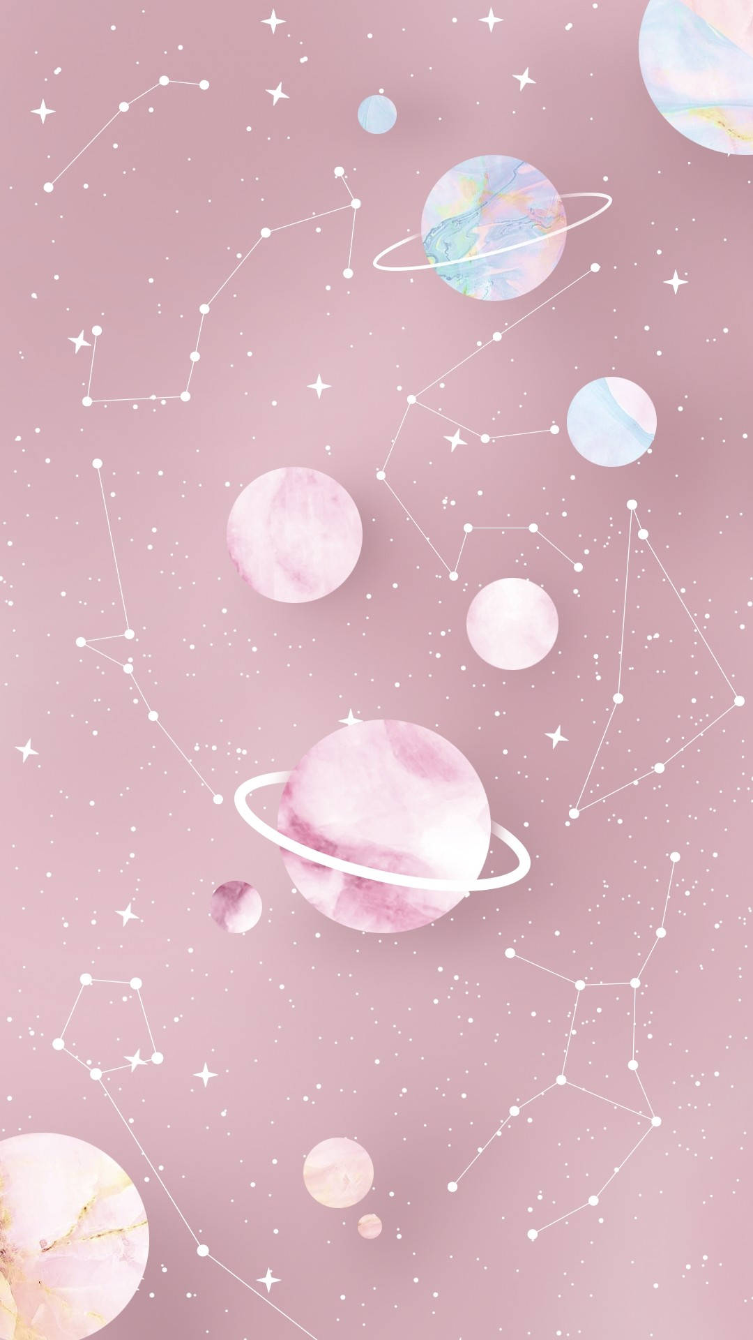 Pastel Phone Planets And Constellations Wallpaper