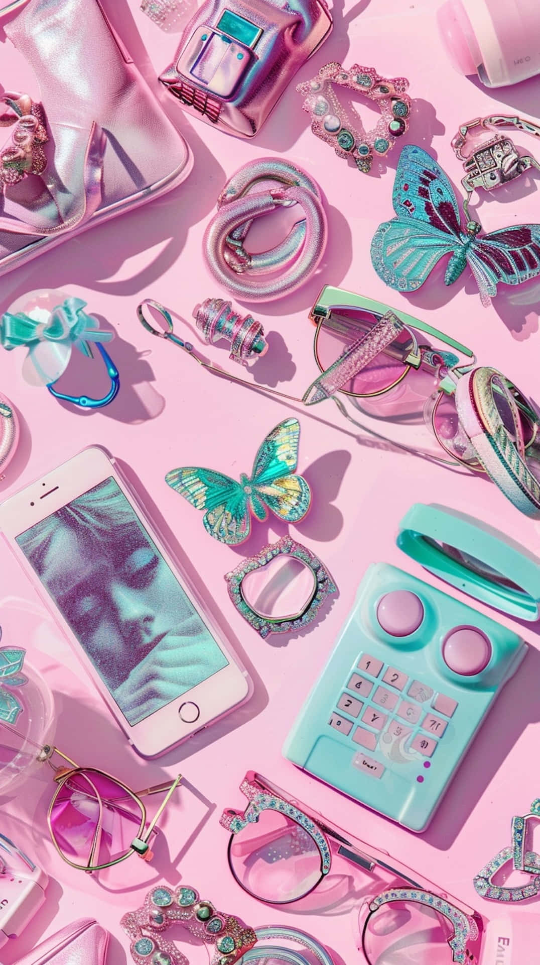 Pastel Pink Aesthetic Accessories Wallpaper