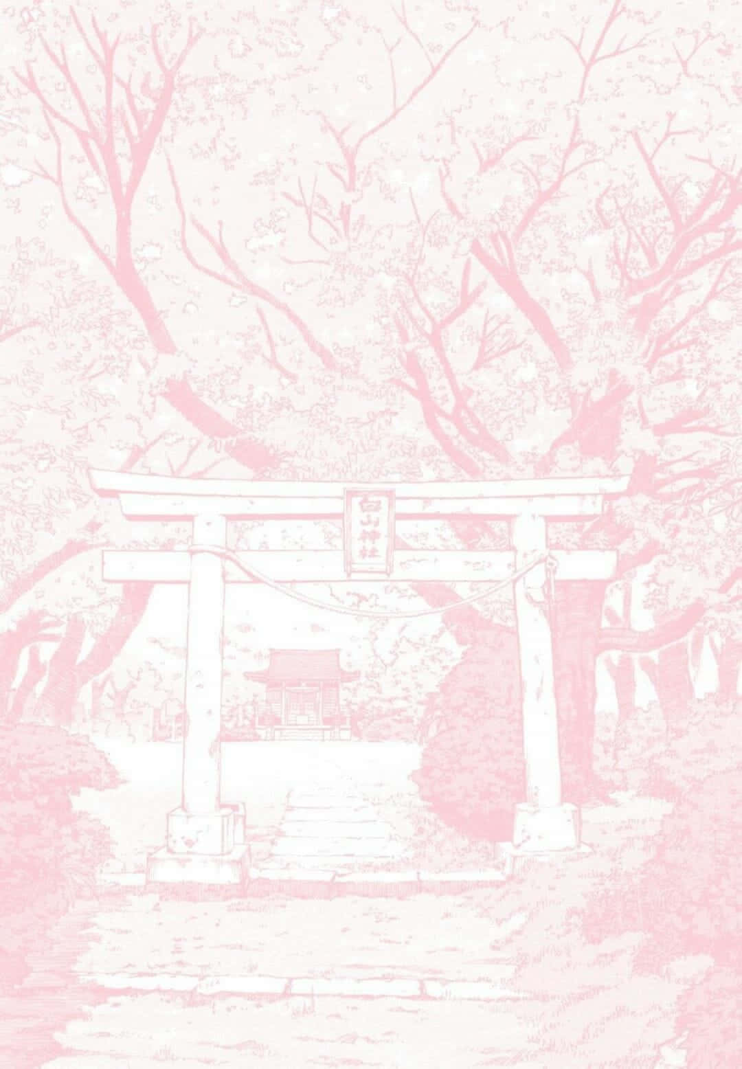 Estéticade Anime En Tono Rosa Pastel Con Árboles. Fondo de pantalla