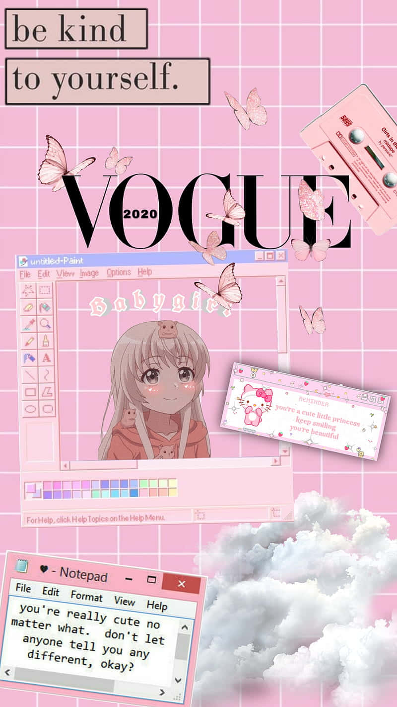 Pastel Pink Aesthetic Anime With Vogue Wallpaper
