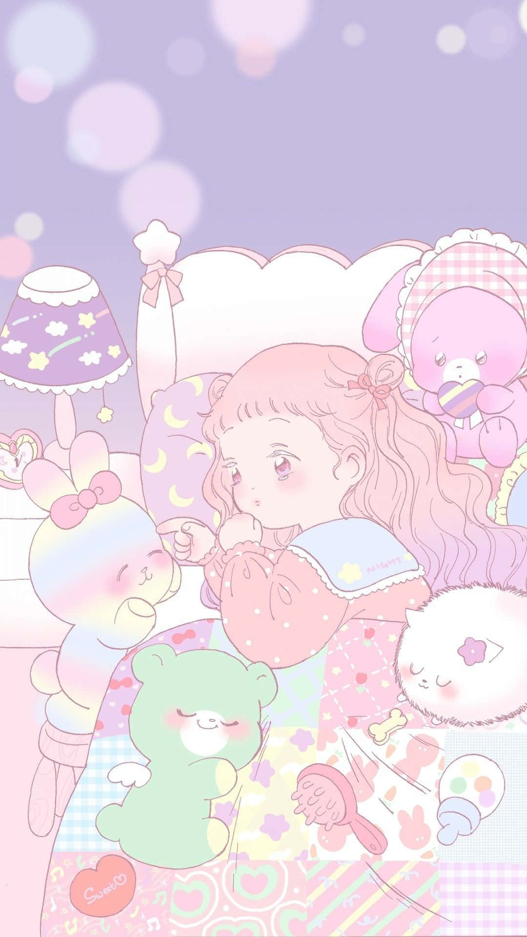 En drømmende pastellrosa æstetisk med et magisk anime-udseende. Wallpaper