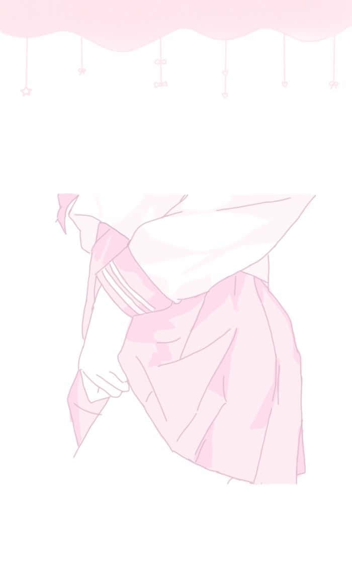 Fondode Pantalla De Estética Pastel En Tono Rosa Con Uniforme De Anime. Fondo de pantalla
