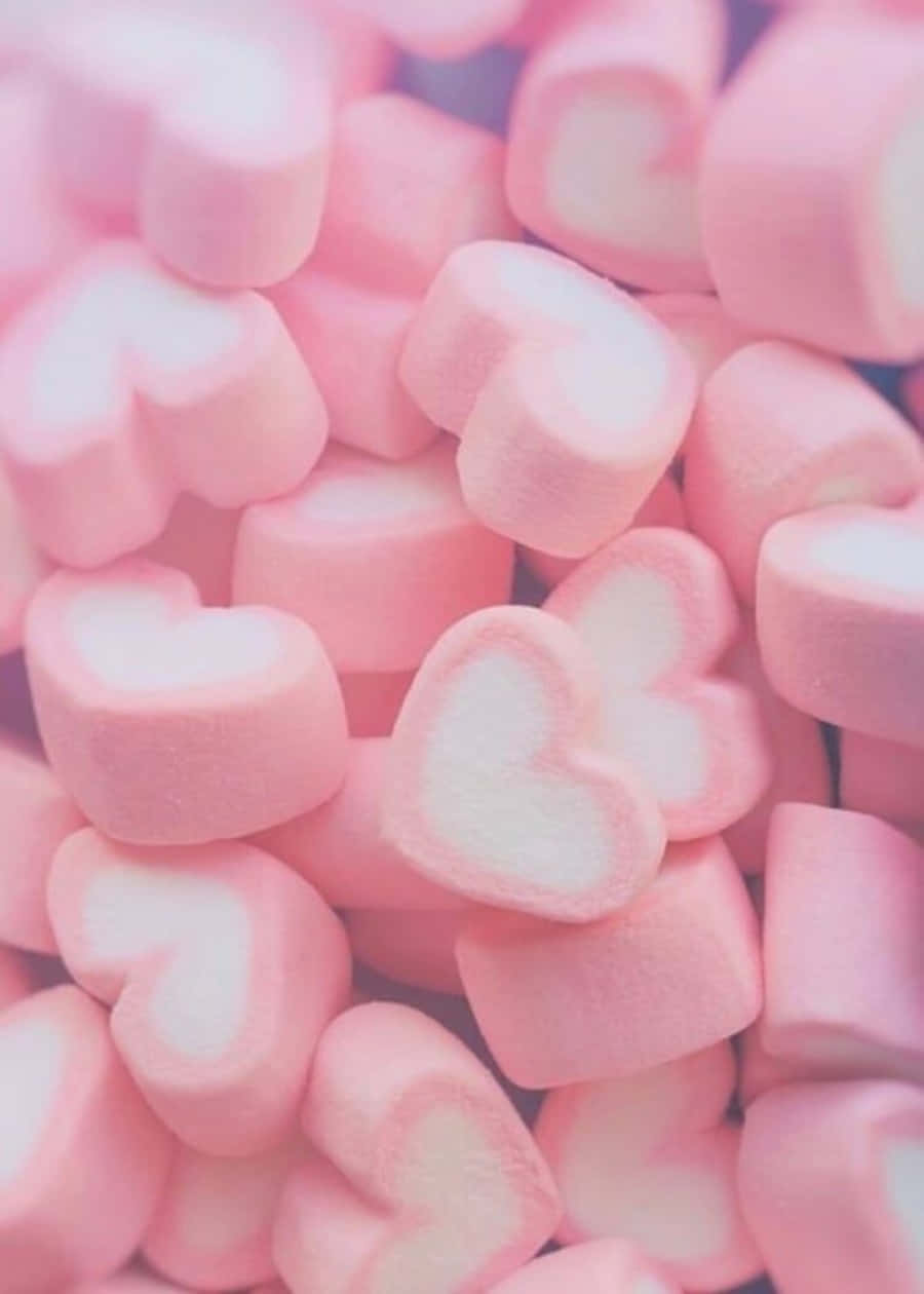 Pink Marshmallows In A Pile On A White Background