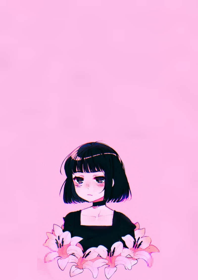 Pastel Pink Aesthetic With Anime Girl Wallpaper