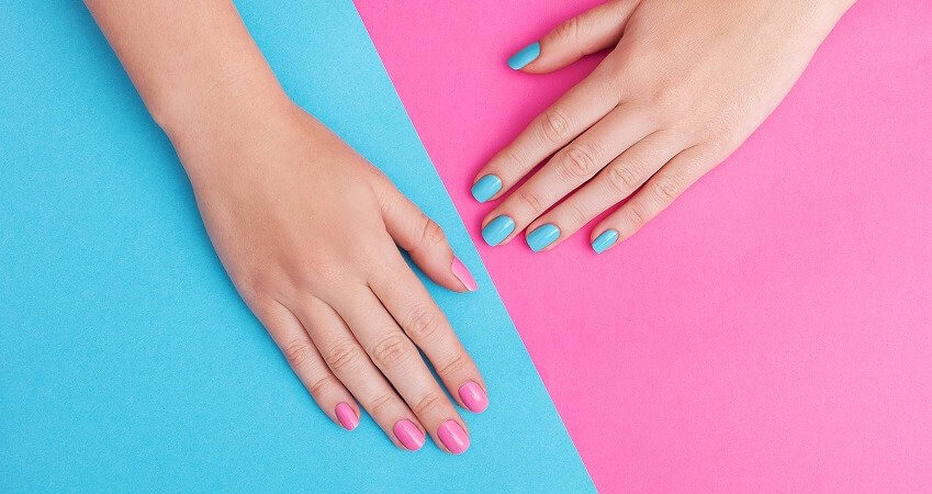 Pastel Pink And Blue Nails Wallpaper