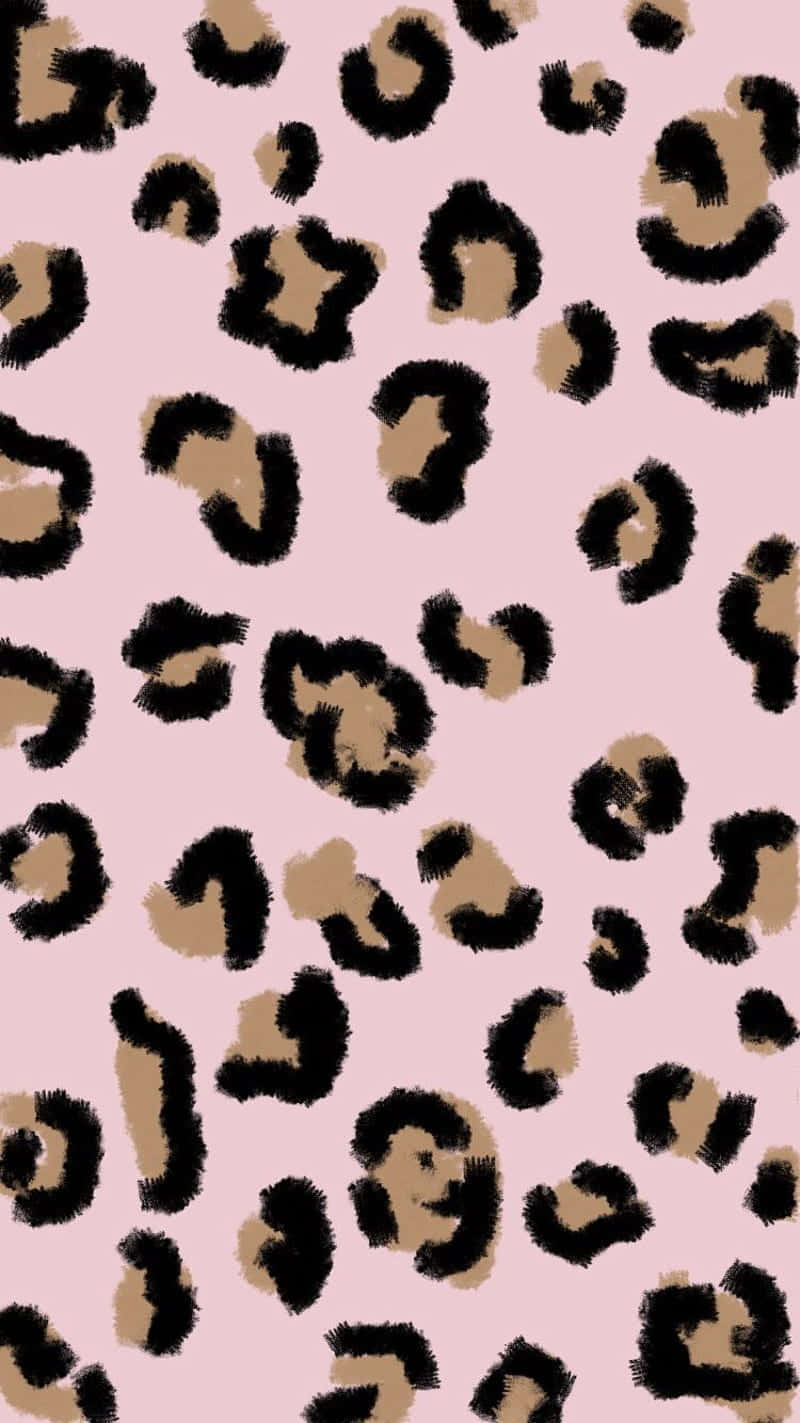 Estampadode Leopardo Lindo En Tonos Rosa Pastel Y Marrón. Fondo de pantalla