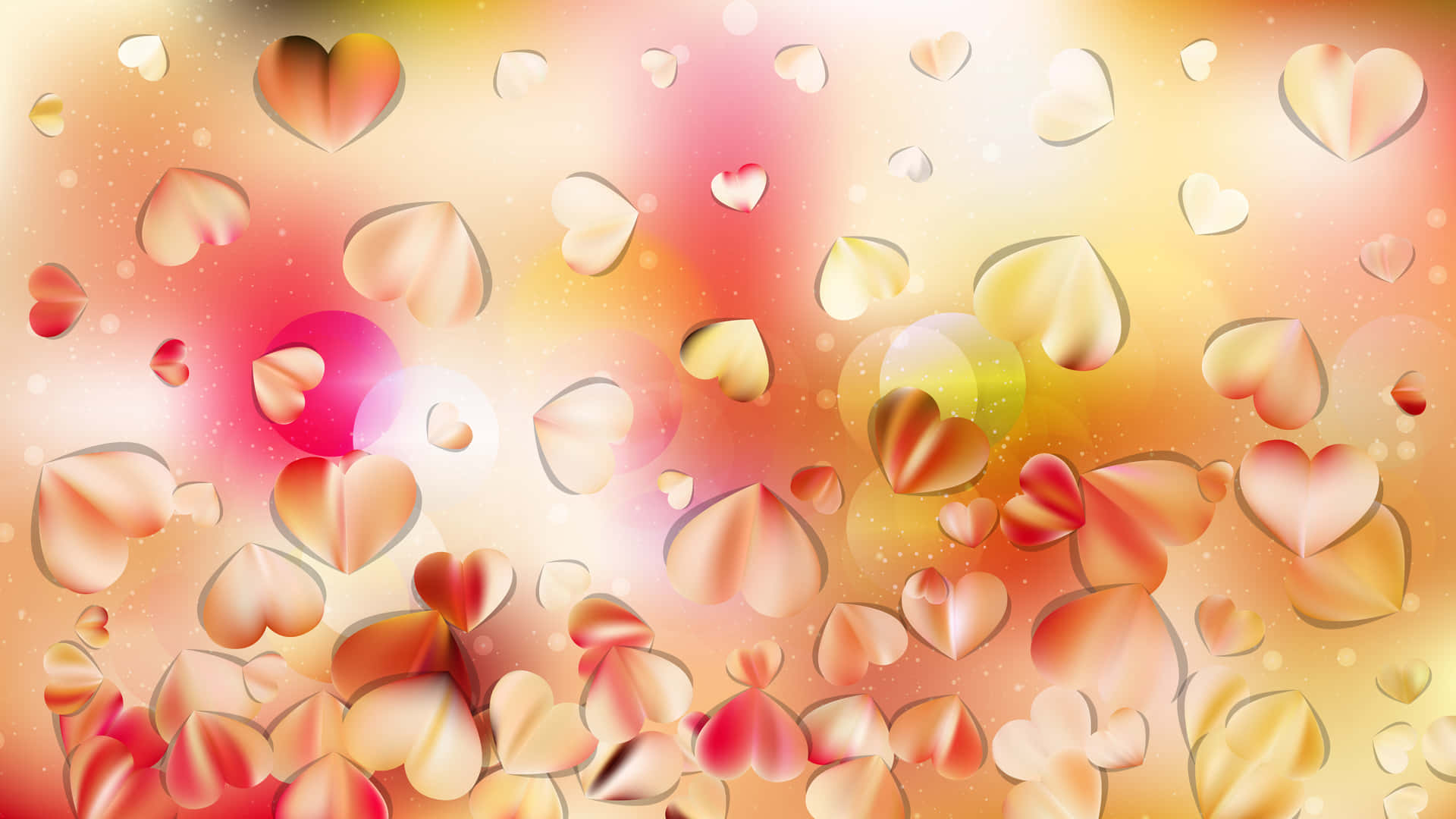 A Colorful Background With Hearts And Rain Drops Wallpaper