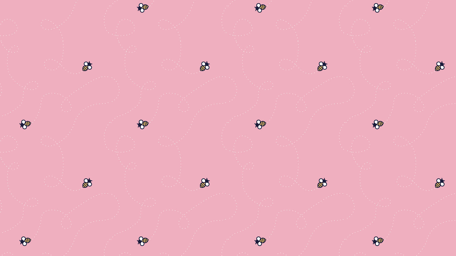 Pastel Pink Bee Pattern Aesthetic Wallpaper