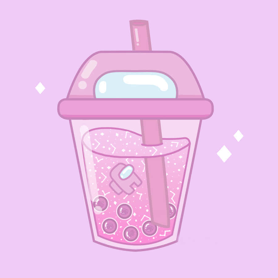 Pastel Pink Boba Drink Illustration Wallpaper