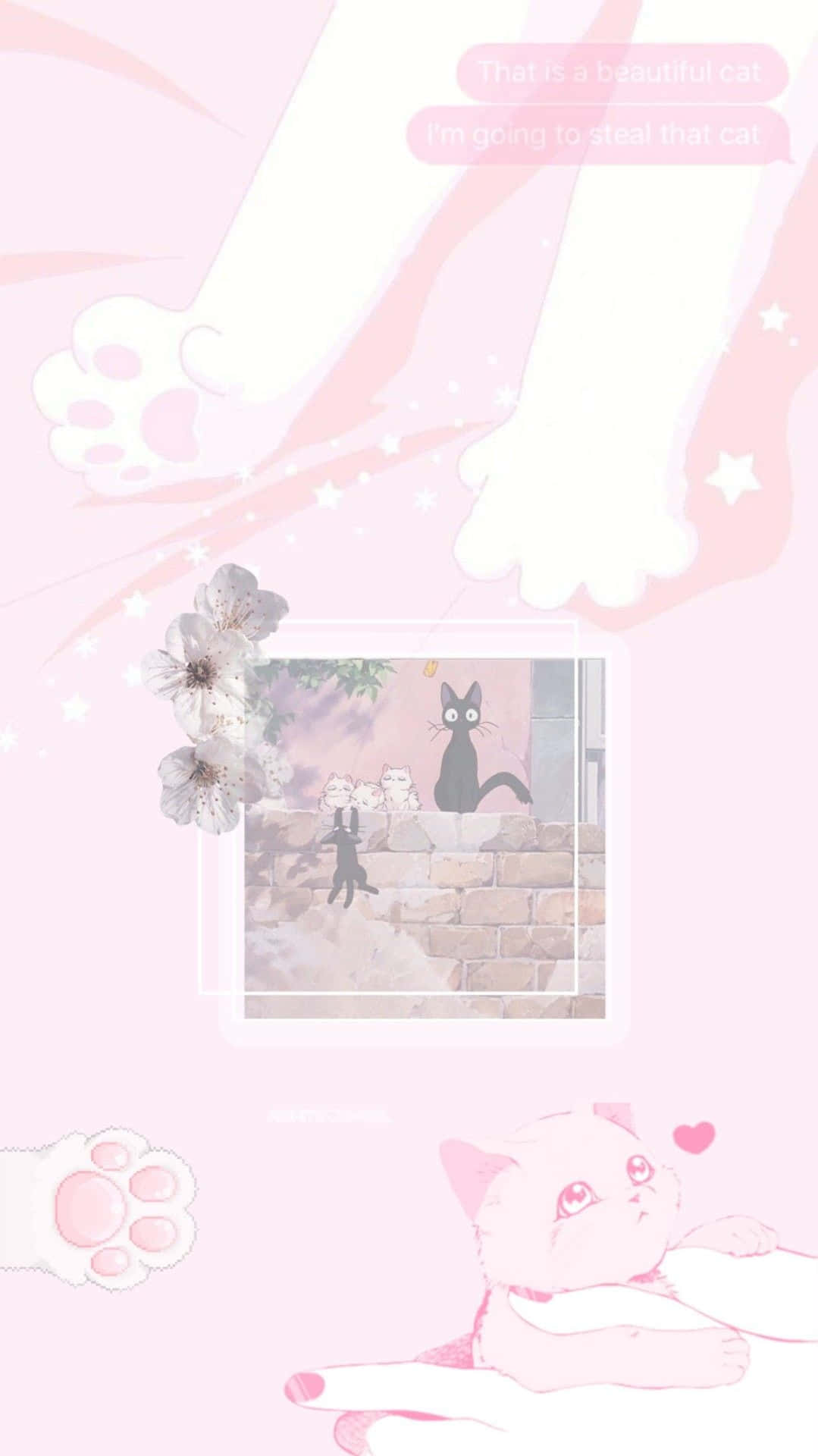 Pastel Pink Cat Aesthetic Collage Wallpaper