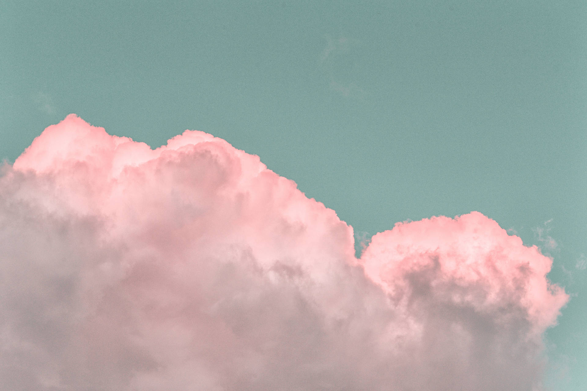 Pastel Pink Cloud And Teal Sky
