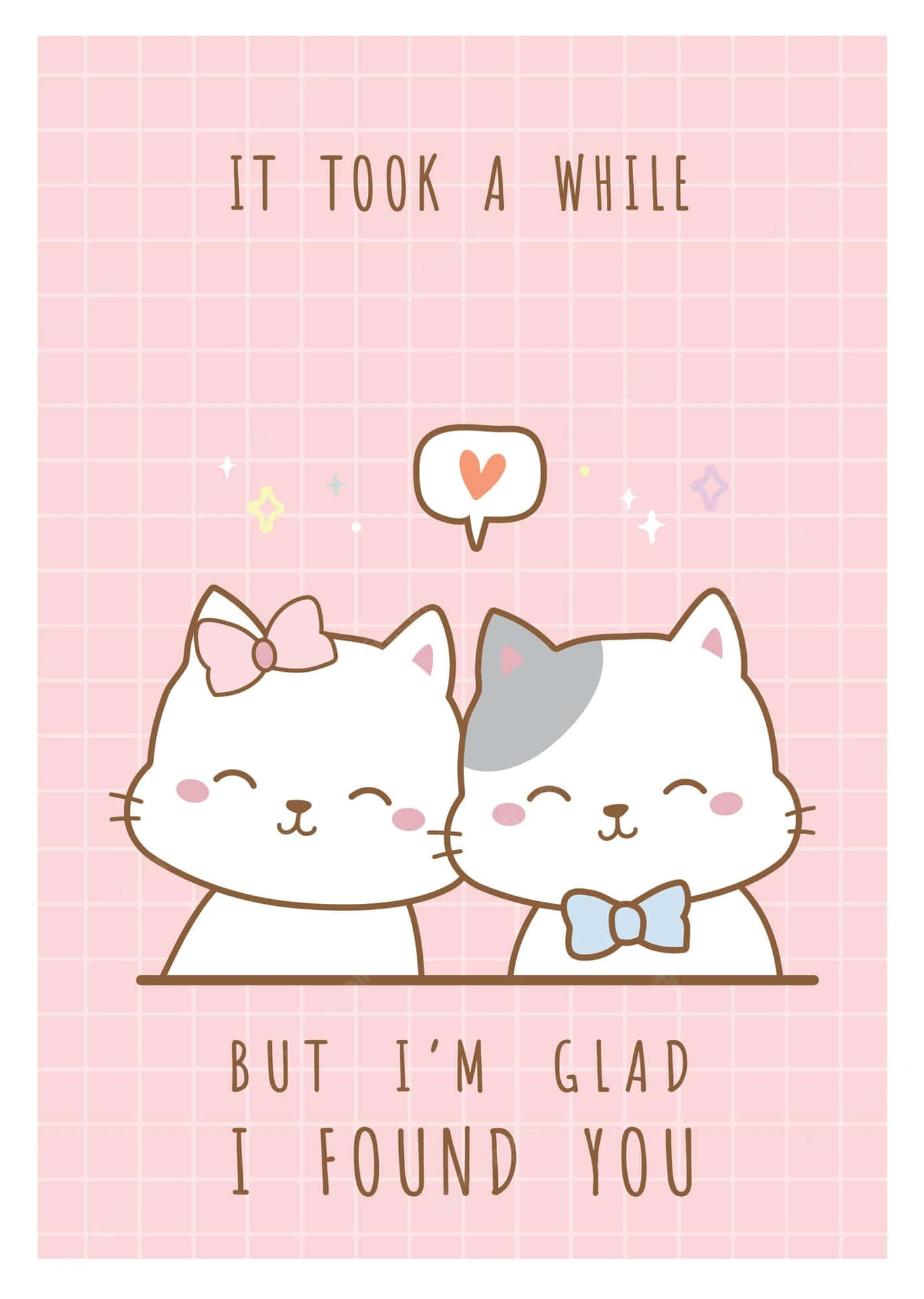 Pastel Pink Cute Kitties Couple Wallpaper