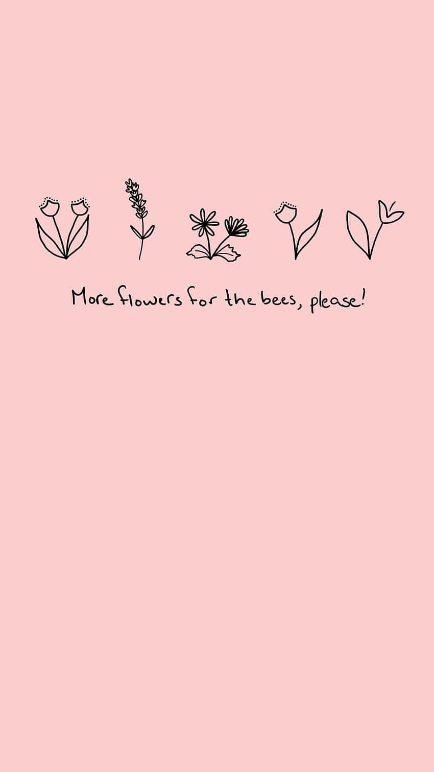 Pastel Pink Floral Bee Conservation Aesthetic Wallpaper