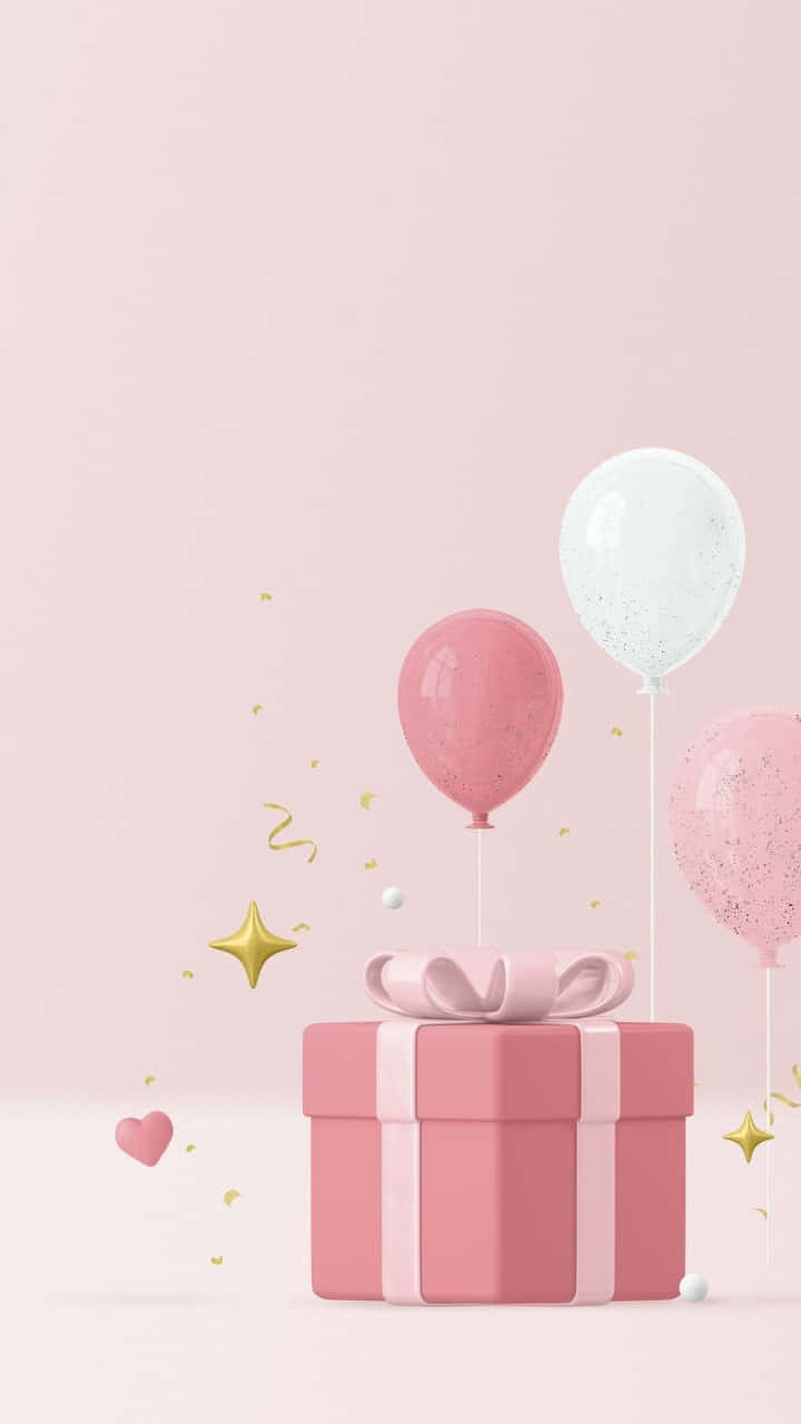 Pastel Pink Gift Celebration3 D Wallpaper