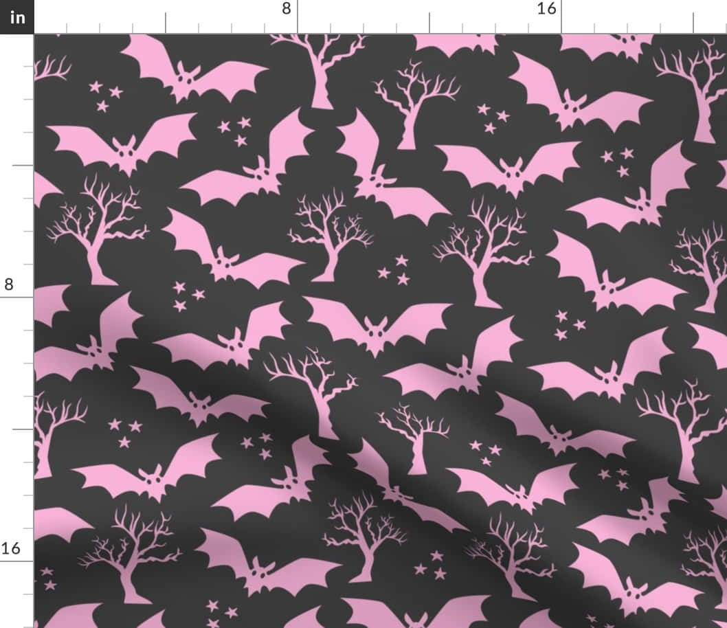 Pastel Pink Halloween Bat Fabric Pattern Wallpaper