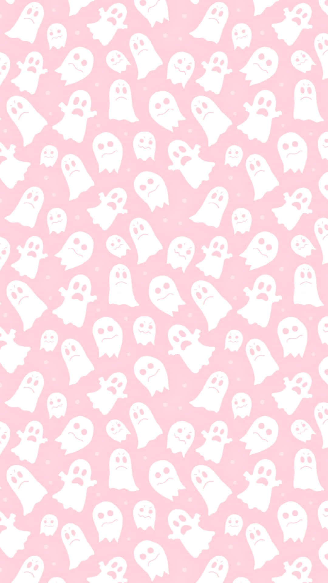 Pastel Pink Halloween Ghost Pattern Wallpaper