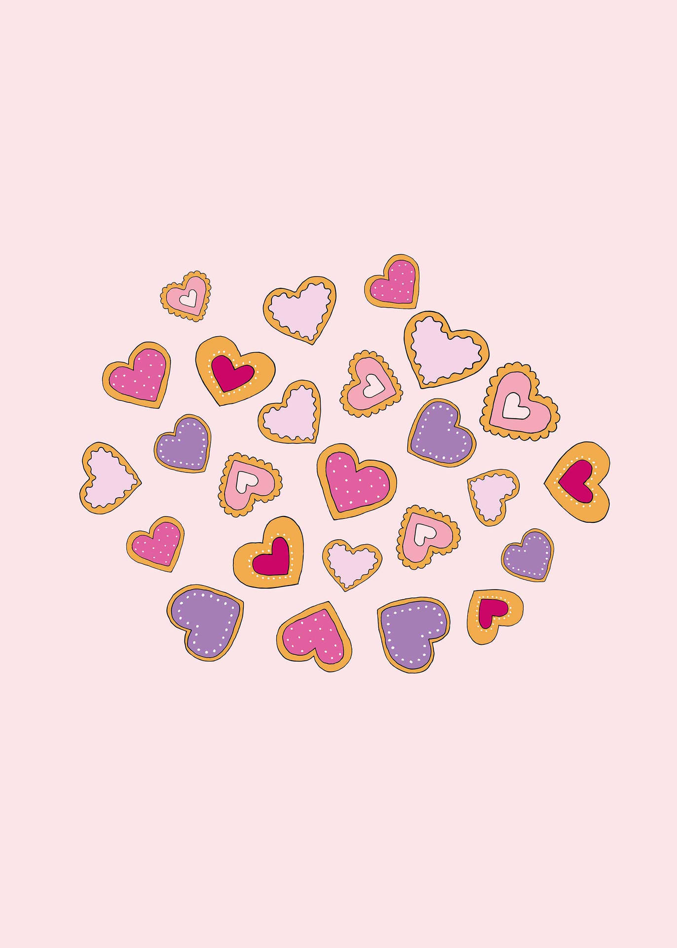 Pastel Pink Heart Graphic On Blush Wallpaper