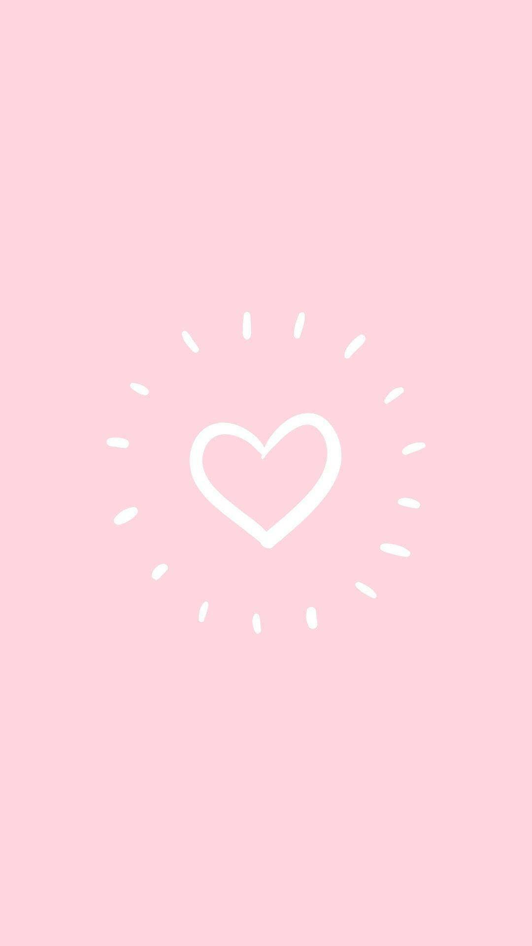 Pastel Pink Heart With Rays Phone Wallpaper