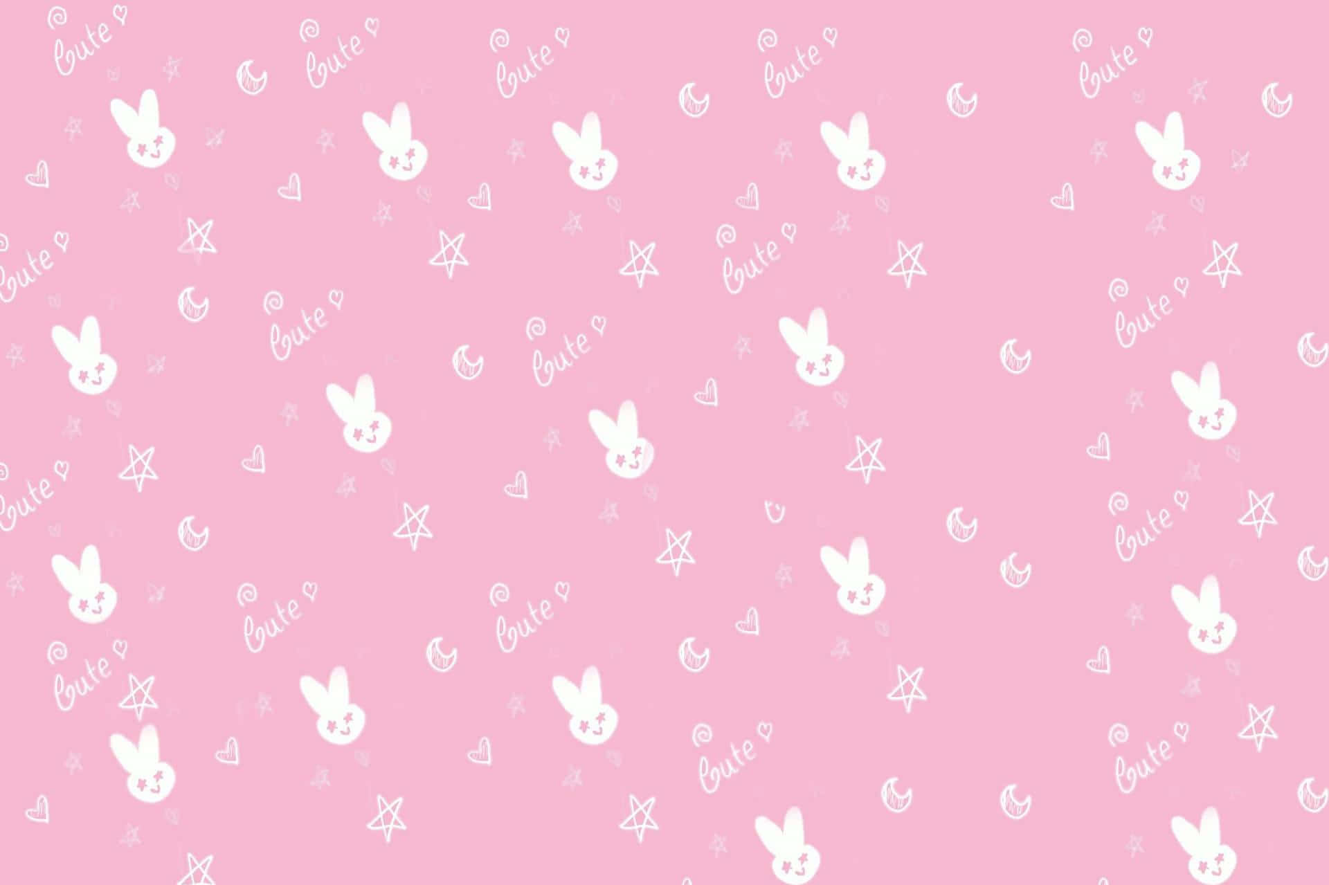 Pastel Roze Kawaii Konijn Patroon Achtergrond