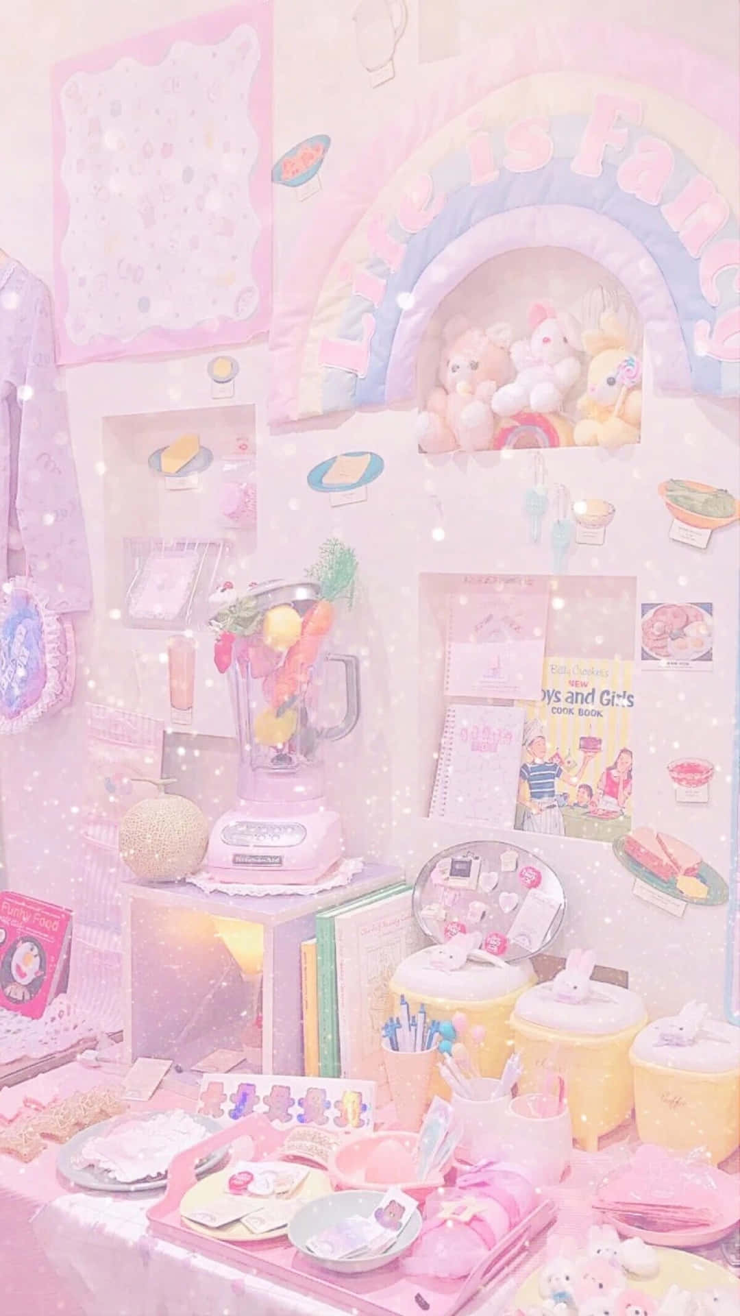 Pastel Pink Kawaii Room Aesthetic Wallpaper